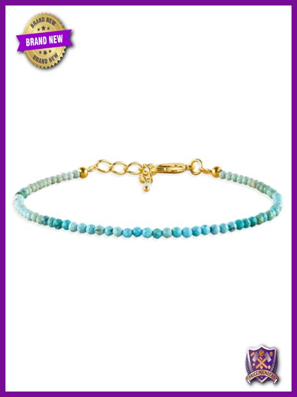 Natural Turquoise Micro Beads Dainty Bracelet 14k Gold Plated Chain